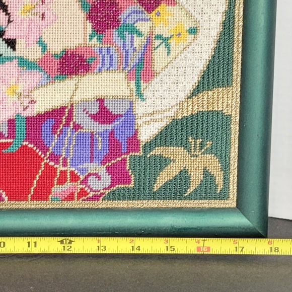 Geisha and the Moon Needlepoint Crewel Work on Handpainted Canvas - Picture 9 of 12